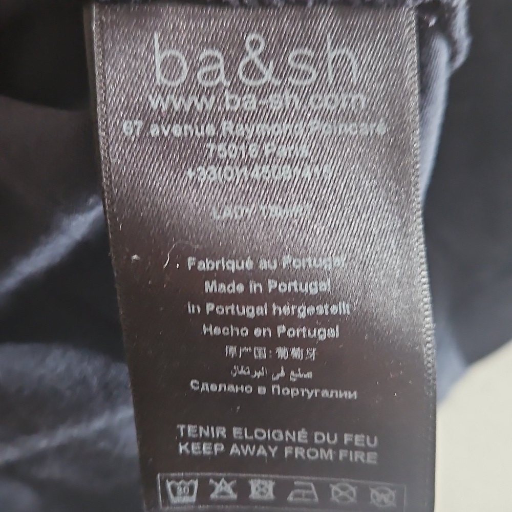 Ba&sh Navy Blue Size M (2) Three Quarter Tee With Ruches Sleeves - Picture 3 of 4